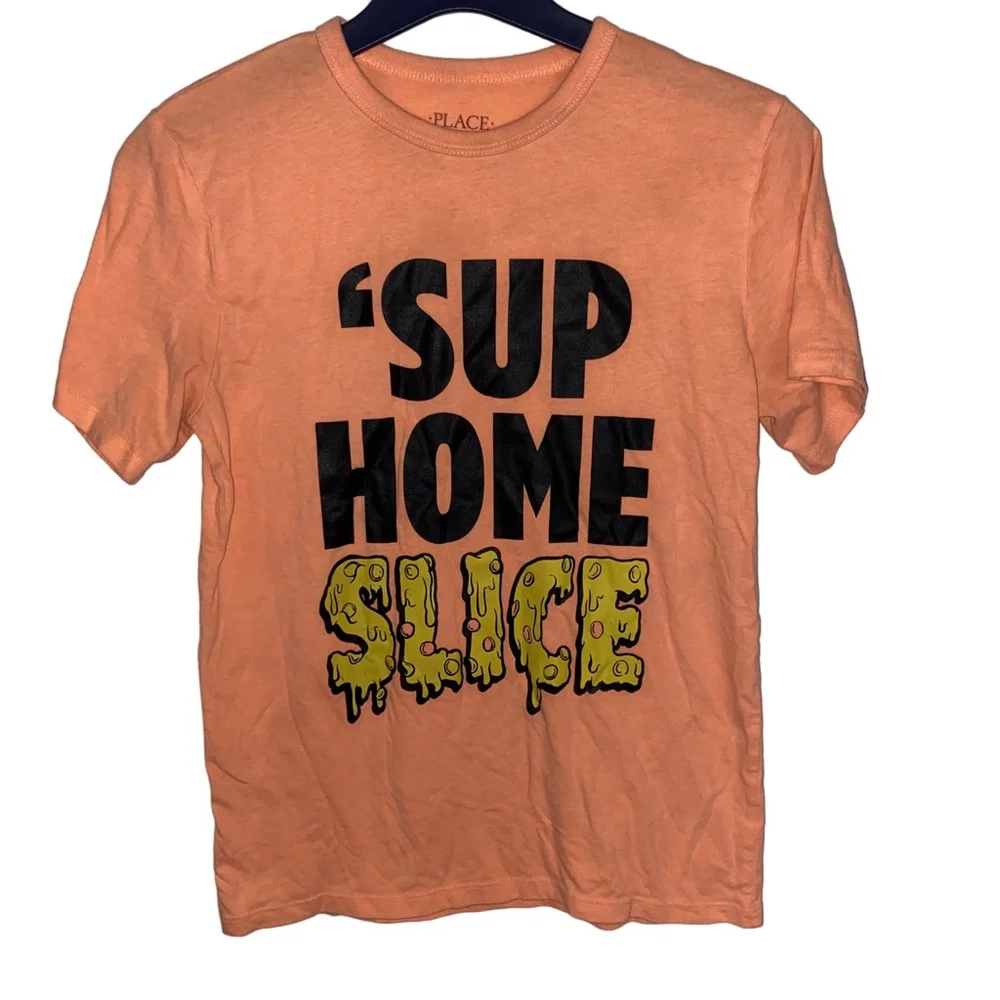 Boys The Children's Place Orange Pizza Graphic T-shirt Size L